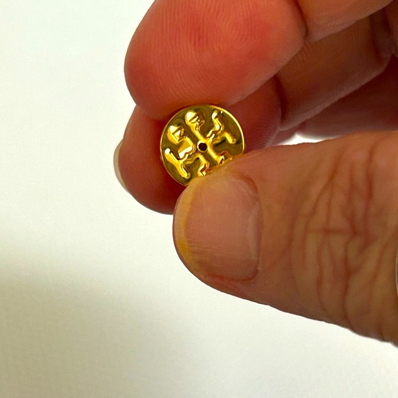 AUTHENTIC TORY BURCH crystal ivory logo pearl dangle post earrings new on card - Picture 6 of 7